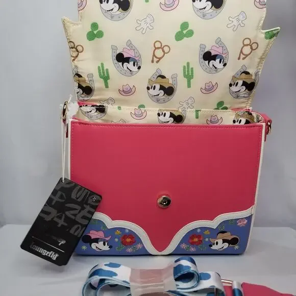 Loungefly Disney Western Mickey & Minnie Fringe Crossbody Bag NWT - Picture 5 of 8